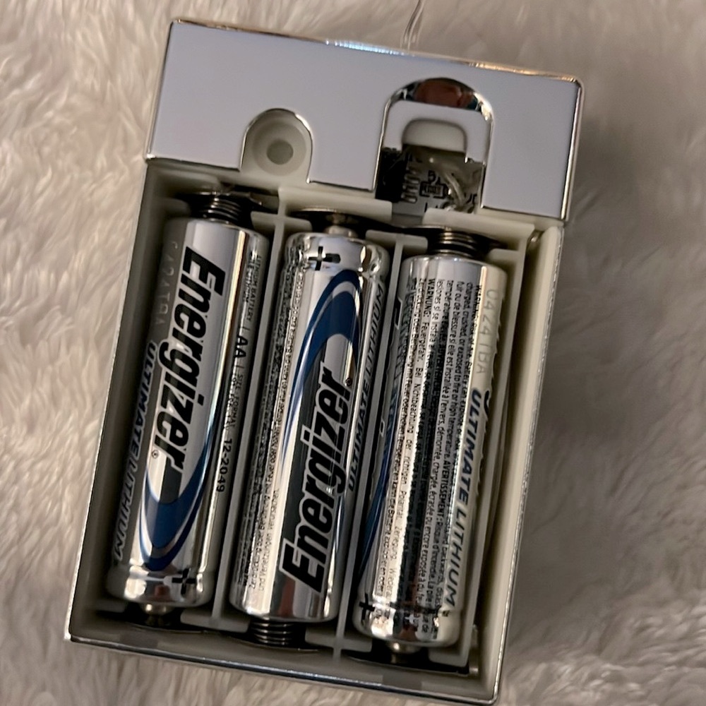 NIB 🏮 ONE IRIDESCENT BLUE/SILVER SPARKLY GLASS LANTERN LAMP VASE w/STRING LIGHTS - Picture 9 of 15